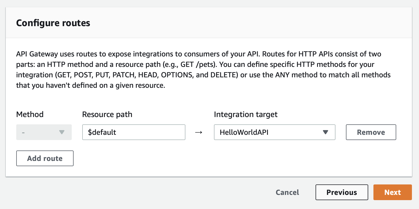 Configure routes for API Gateway